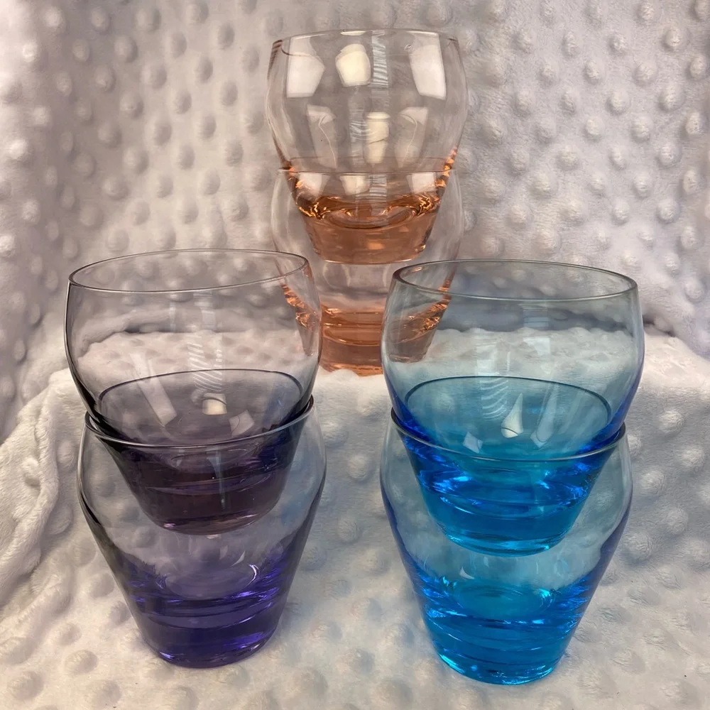 Beautiful Vintage 1960’s Multicolored Lowball / Drinking Glasses